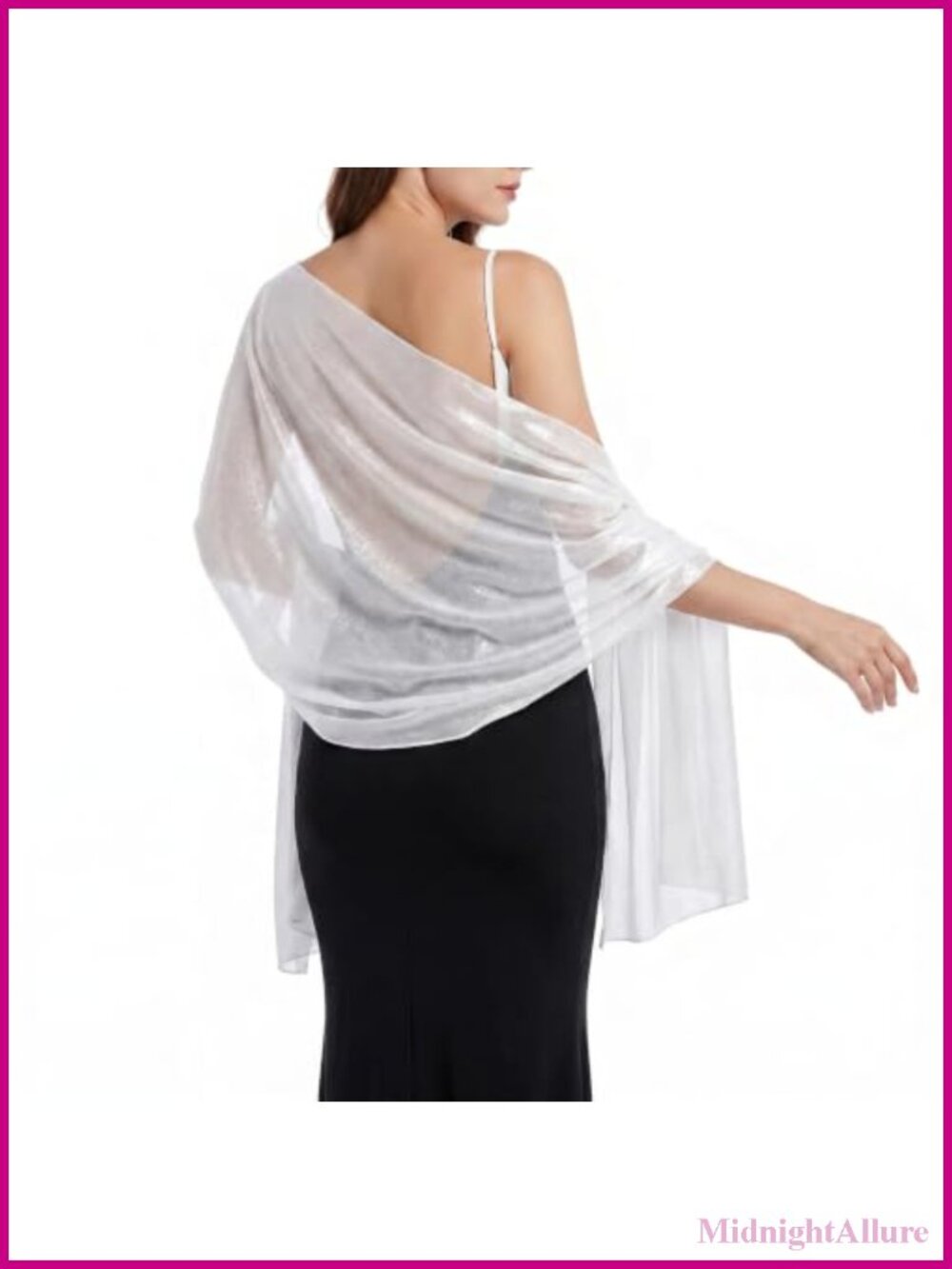 Sheer Metallic Shawl Lightweight Sparkly Wrap for Wedding Party Evening